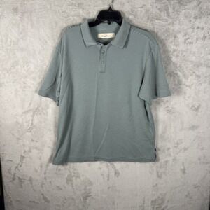 Tommy Bahama‎ Polo Shirt Mens Large Green Gray Striped Short Sleeve Modal Blend